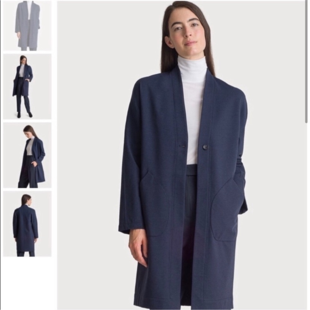 Kit and Ace Long Stretch Cashmere Blend Jacket Size Medium Preppy Monochrome